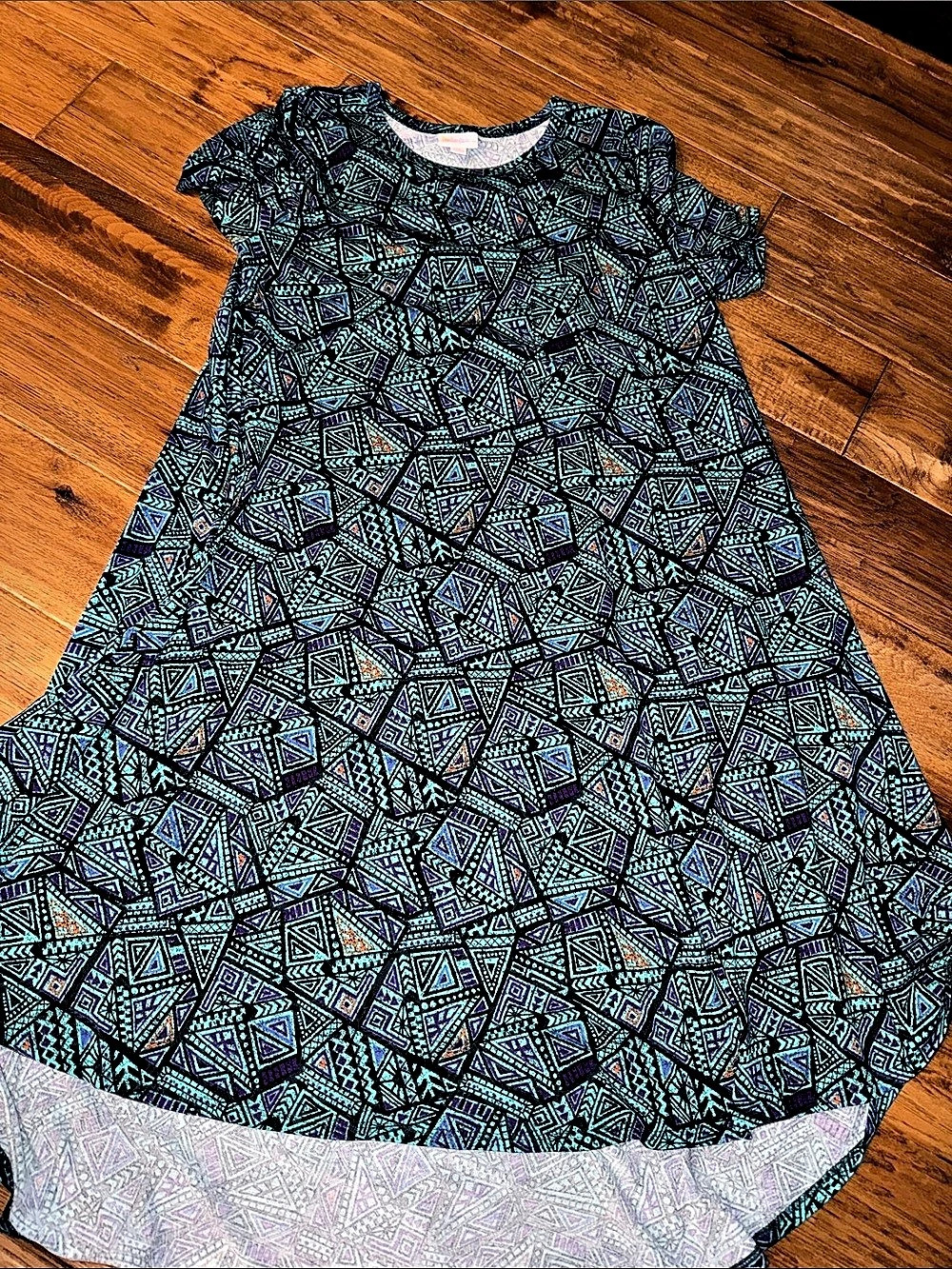 LuLaRoe Womens Purple/Green Carly Geometric Swing Size Medium